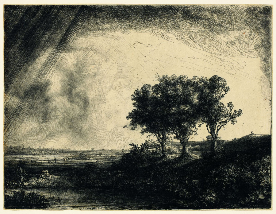 Rembrandt Harmenszoon van Rijn: Tři stromy, 1643
