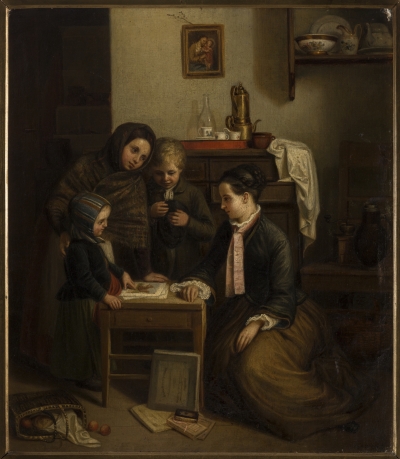 Karel Purkyně: Děti dívající se na obrázky, 1853